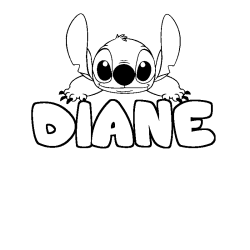 Coloring page first name DIANE - Stitch background