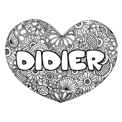 Coloring page first name DIDIER - Heart mandala background