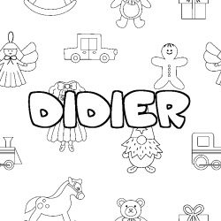 Coloring page first name DIDIER - Toys background