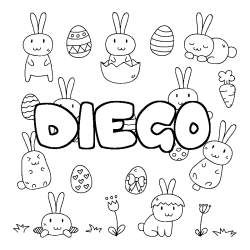 Coloring page first name DIEGO - Easter background
