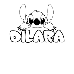 Coloring page first name DILARA - Stitch background