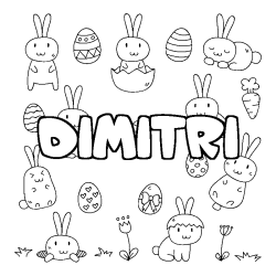 Coloring page first name DIMITRI - Easter background