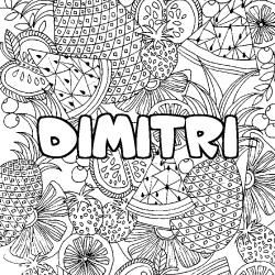 Coloring page first name DIMITRI - Fruits mandala background