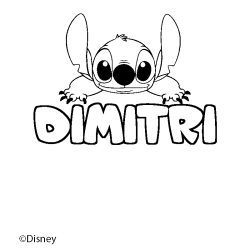 Coloring page first name DIMITRI - Stitch background