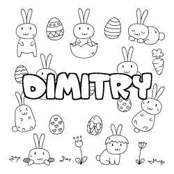 Coloring page first name DIMITRY - Easter background