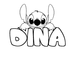 Coloring page first name DINA - Stitch background