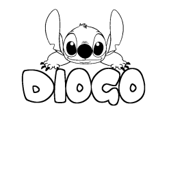 Coloring page first name DIOGO - Stitch background