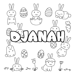 Coloring page first name DJANAH - Easter background