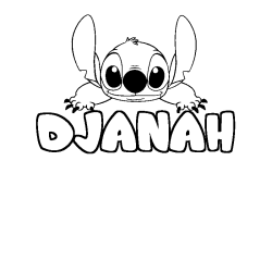 Coloring page first name DJANAH - Stitch background