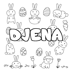 Coloring page first name DJENA - Easter background