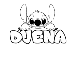 Coloring page first name DJENA - Stitch background