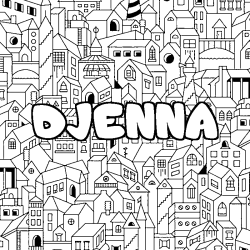 Coloring page first name DJENNA - City background