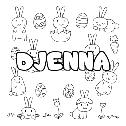 Coloring page first name DJENNA - Easter background