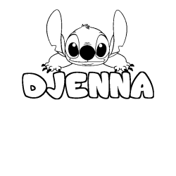 Coloring page first name DJENNA - Stitch background