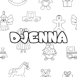 Coloring page first name DJENNA - Toys background