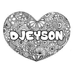 Coloring page first name DJEYSON - Heart mandala background