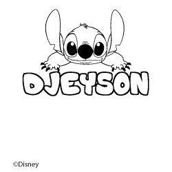 Coloring page first name DJEYSON - Stitch background