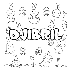 Coloring page first name DJIBRIL - Easter background