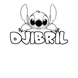 Coloring page first name DJIBRIL - Stitch background