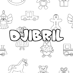 Coloring page first name DJIBRIL - Toys background