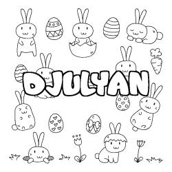 Coloring page first name DJULYAN - Easter background