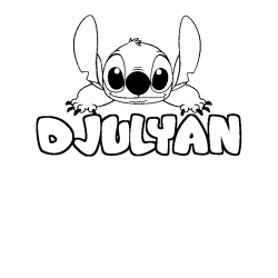 Coloring page first name DJULYAN - Stitch background