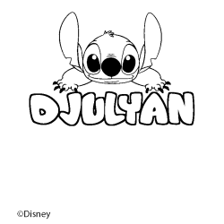 Coloring page first name DJULYAN - Stitch background