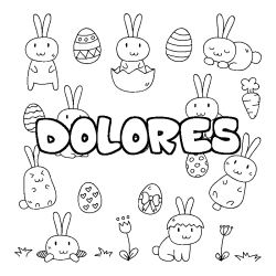 Coloring page first name DOLORES - Easter background