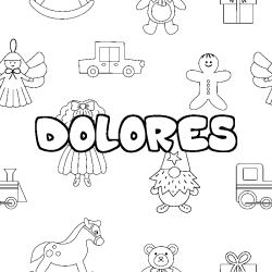 Coloring page first name DOLORES - Toys background