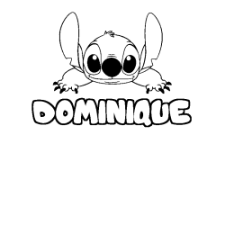 Coloring page first name DOMINIQUE - Stitch background