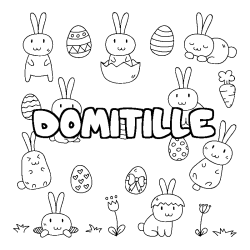 Coloring page first name DOMITILLE - Easter background