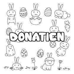 Coloring page first name DONATIEN - Easter background
