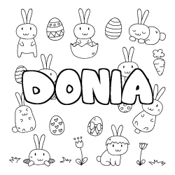 Coloring page first name DONIA - Easter background