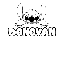 Coloring page first name DONOVAN - Stitch background