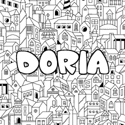 Coloring page first name DORIA - City background