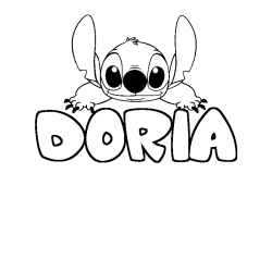 Coloring page first name DORIA - Stitch background