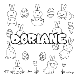 Coloring page first name DORIANE - Easter background