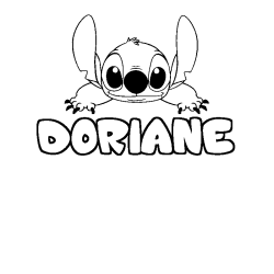 Coloring page first name DORIANE - Stitch background
