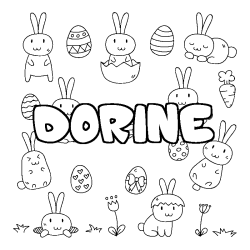 Coloring page first name DORINE - Easter background