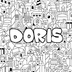 Coloring page first name DORIS - City background