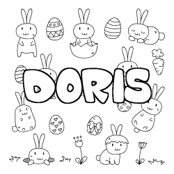 Coloring page first name DORIS - Easter background