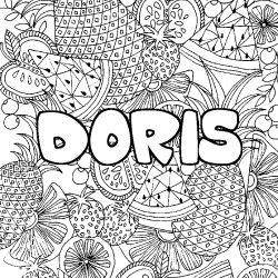 Coloring page first name DORIS - Fruits mandala background