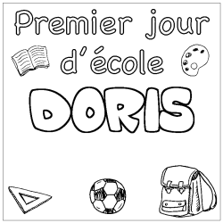 Coloring page first name DORIS - School First day background