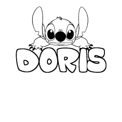 Coloring page first name DORIS - Stitch background