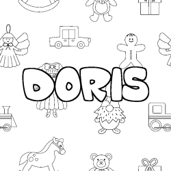 Coloring page first name DORIS - Toys background