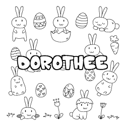 Coloring page first name DOROTHEE - Easter background