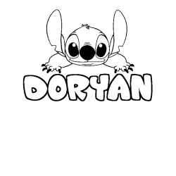 Coloring page first name DORYAN - Stitch background