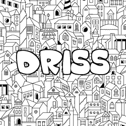 Coloring page first name DRISS - City background