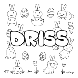 Coloring page first name DRISS - Easter background