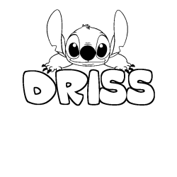 Coloring page first name DRISS - Stitch background